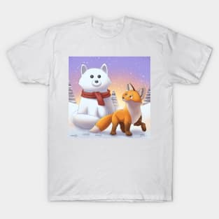 Snow Fox - Winter Fox Illustration T-Shirt